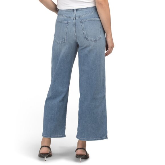 LE JEAN Medium Blue Juliette Wide Leg Ankle Jeans - Picture 2 of 2